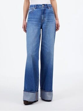 Madewell Rigid Fannin Wash Bohemian Downtown Superwide-Leg Denim Jeans Size 26